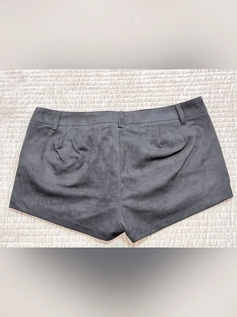 EDIKTED Belted Studded Faux Suede Microshorts Black Gold